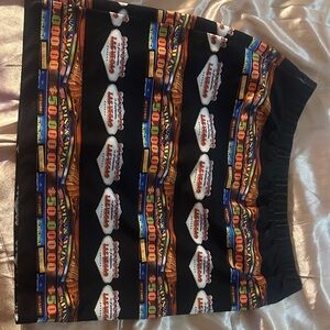 Rogue Black Casino Print Skirt with Colorful Stripe Details